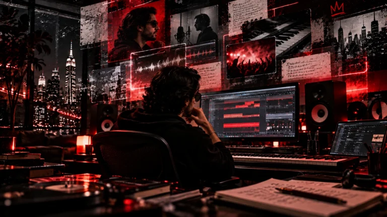 Rony Zino “Xeno” developing music in the studio through songwriting, production and creative experimentation.